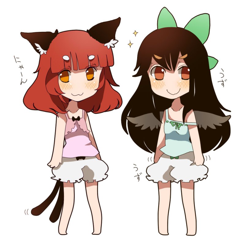 kaenbyou rin and reiuji utsuho (touhou) drawn by pote_(aonibi_kairou)