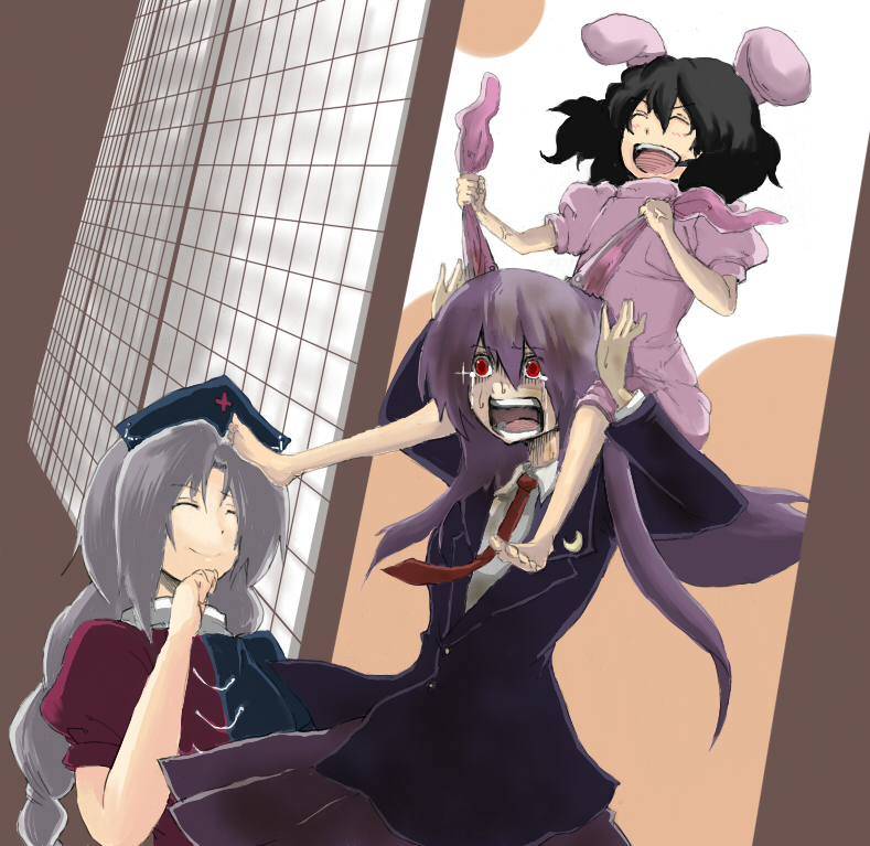 reisen udongein inaba, inaba tewi, and yagokoro eirin (touhou) drawn by masuzou
