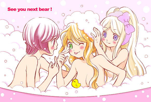 yurishiro ginko, yurigasaki lulu, and tsubaki kureha (yuri kuma arashi) drawn by morishima_akiko