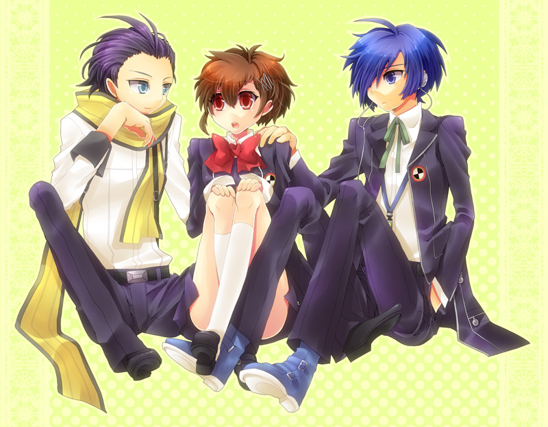yuuki makoto, shiomi kotone, and mochizuki ryouji (persona and 2 more) drawn by shooting428star