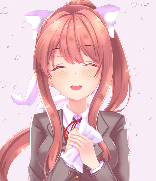 monika (doki doki literature club) drawn by oz_kun