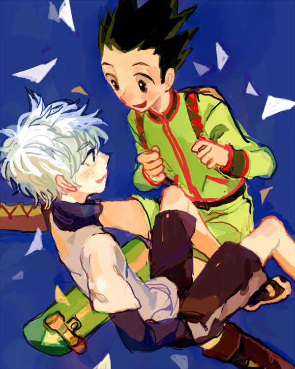 killua zoldyck and gon freecss (hunter x hunter) drawn by minahamu