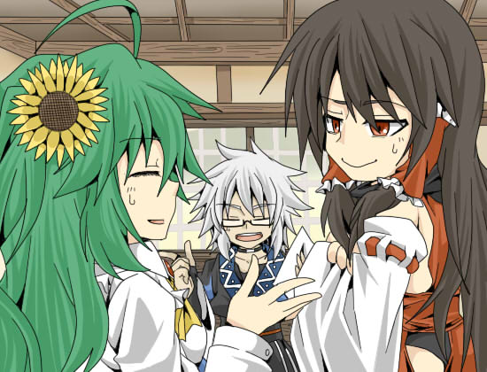 kazami yuuka, morichika rinnosuke, and sendai hakurei no miko (original and 2 more) drawn by hachiman_(douno)