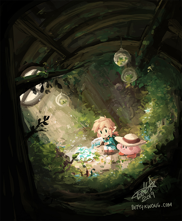 link and kirby (the legend of zelda and 4 more) drawn by bettykwong