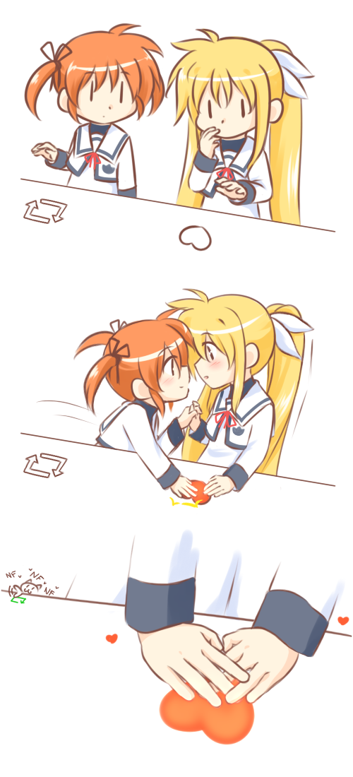 fate testarossa and takamachi nanoha (lyrical nanoha and 2 more) drawn by kerorokjy