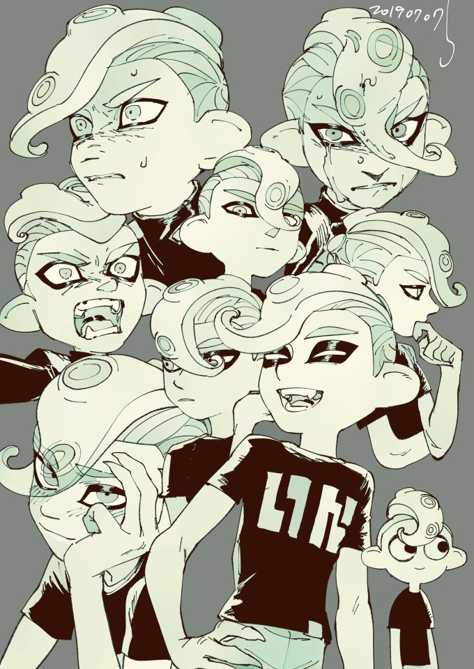 octoling player character and octoling boy (splatoon and 2 more) drawn by banonefans