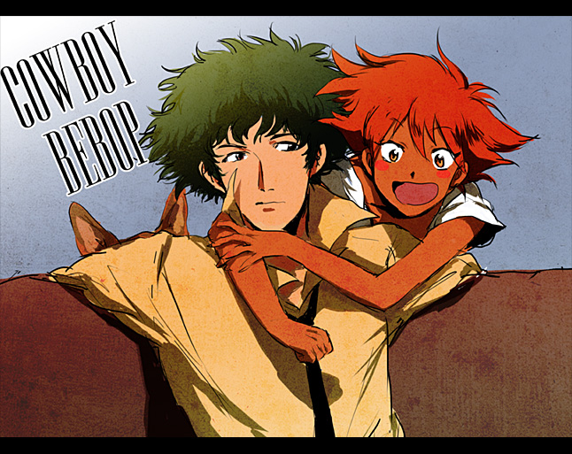 spike spiegel, edward wong hau pepelu tivrusky iv, and ein (cowboy bebop) drawn by jutu
