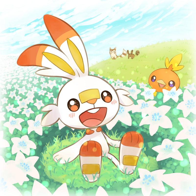 scorbunny, torchic, furret, and sentret (pokemon) drawn by putto