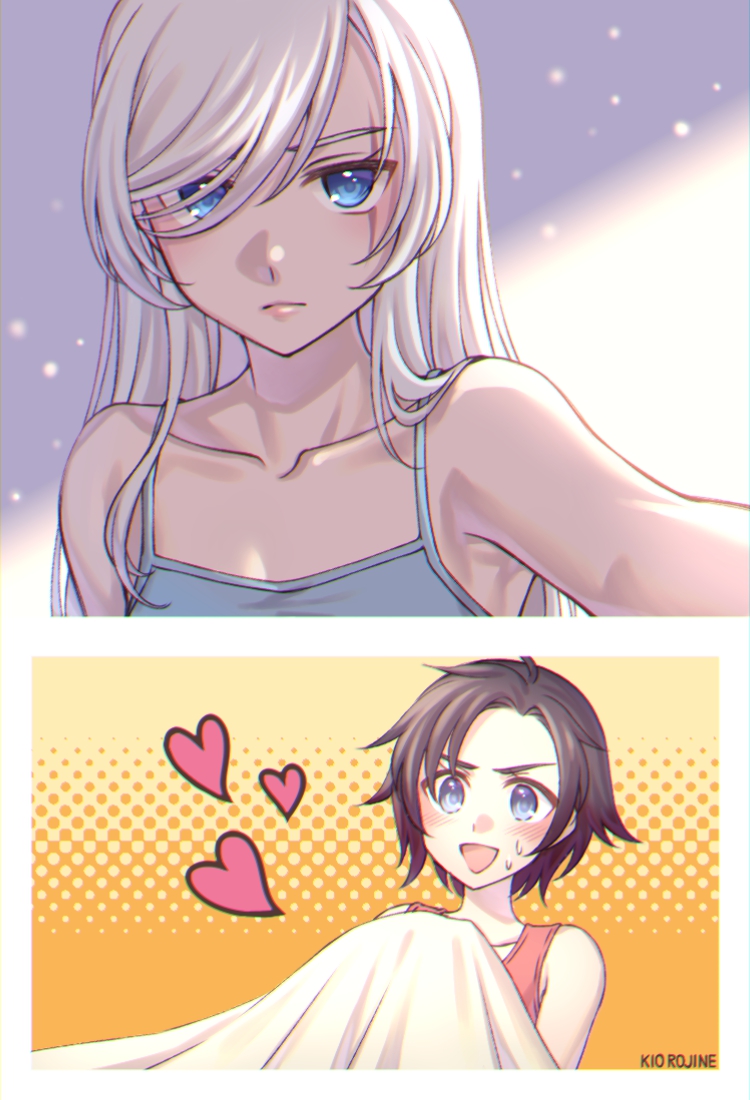 ruby rose and weiss schnee (rwby) drawn by kio_rojine