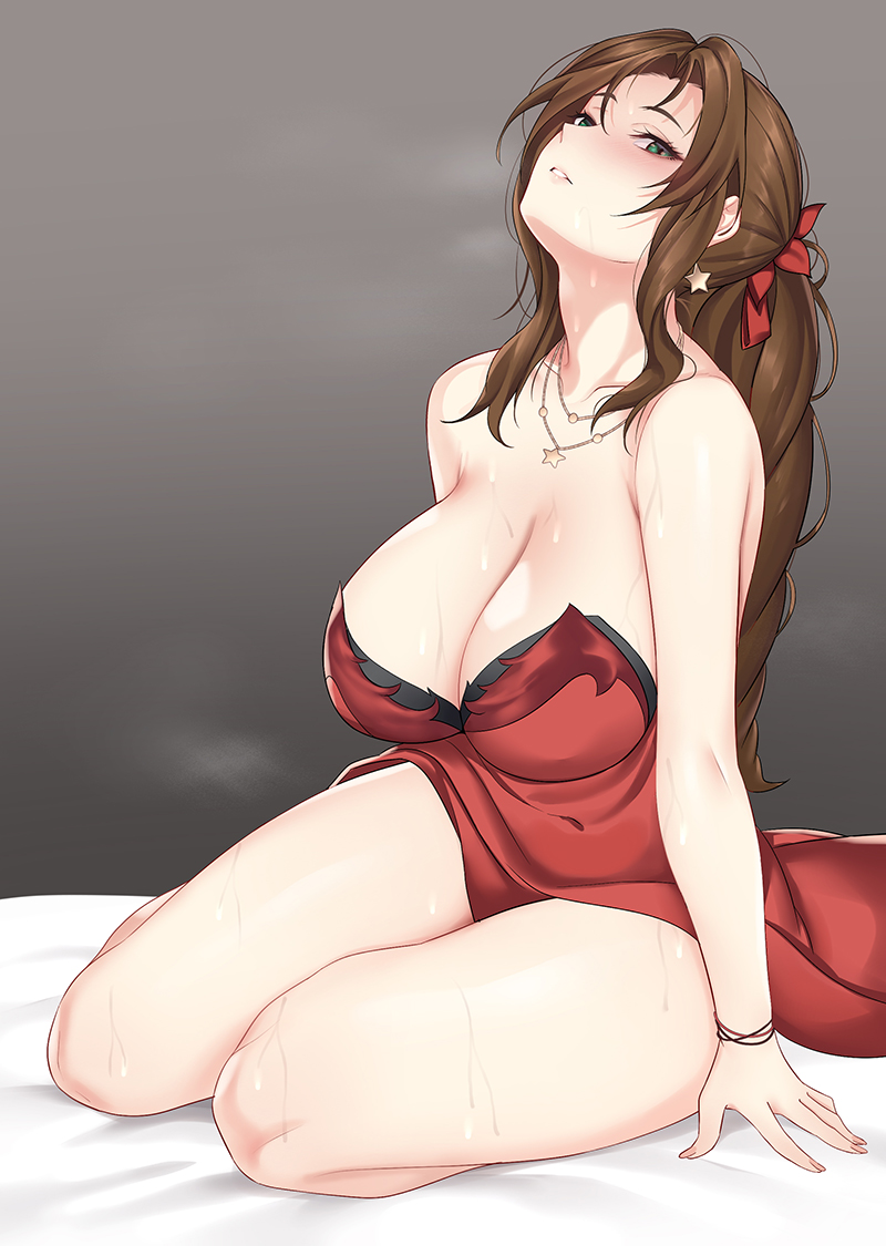 aerith gainsborough (final fantasy and 2 more) drawn by jjanda