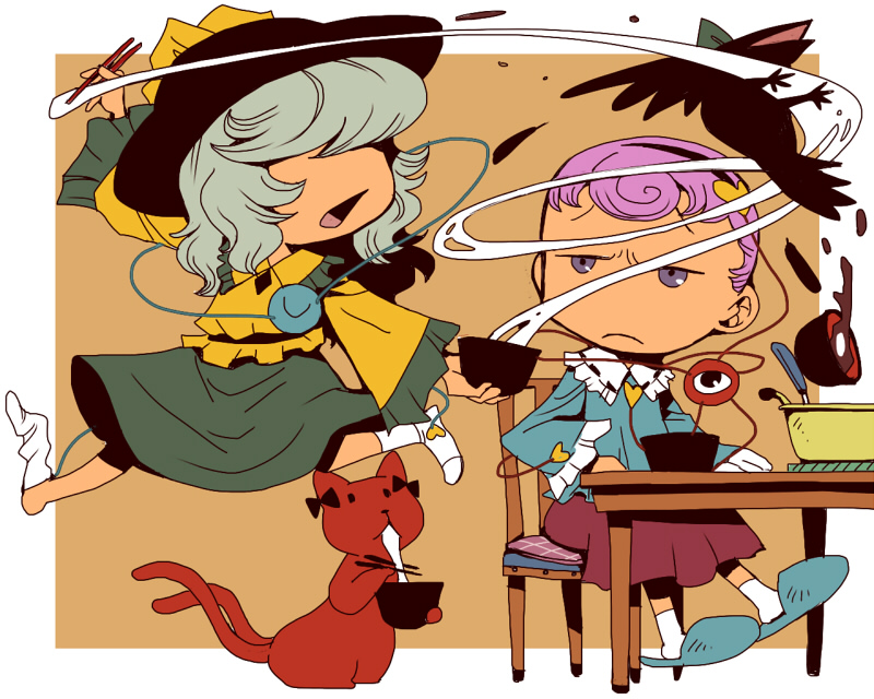 komeiji koishi, komeiji satori, kaenbyou rin, and reiuji utsuho (touhou) drawn by onikobe_rin