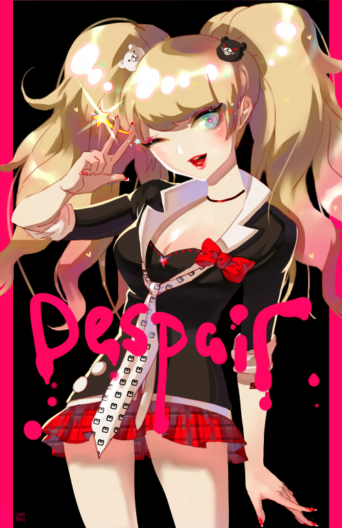 enoshima junko (danganronpa and 1 more) drawn by linda_yan