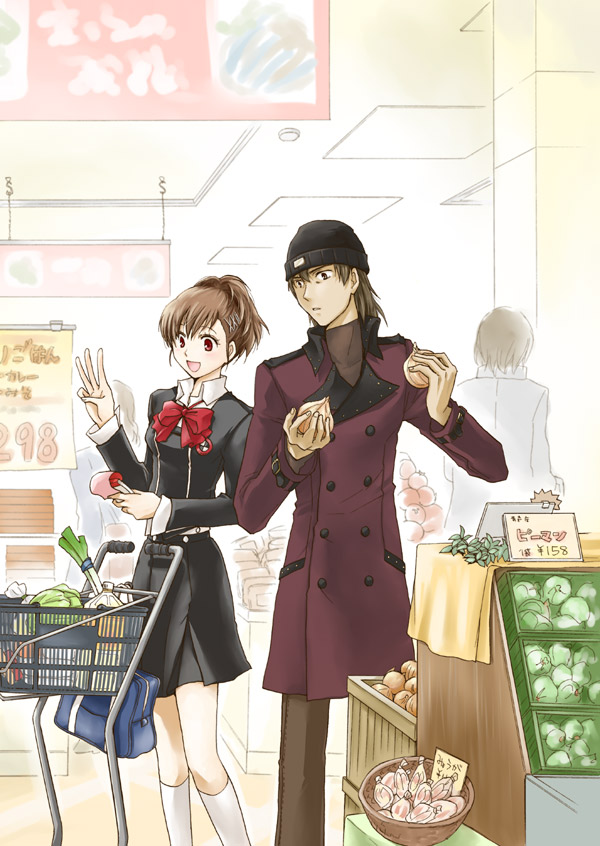 shiomi kotone and aragaki shinjirou (persona and 2 more) drawn by sananan