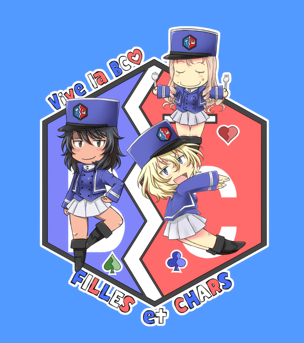 andou, oshida, and marie (girls und panzer) drawn by iwami_kyuuto