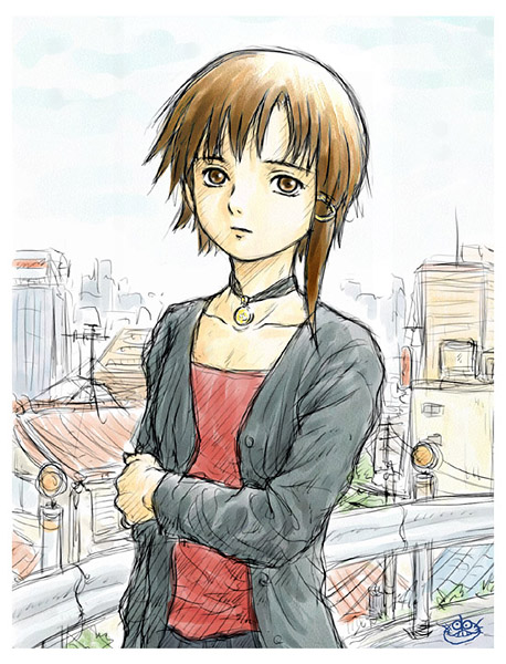 iwakura lain (serial experiments lain) drawn by kobaneko