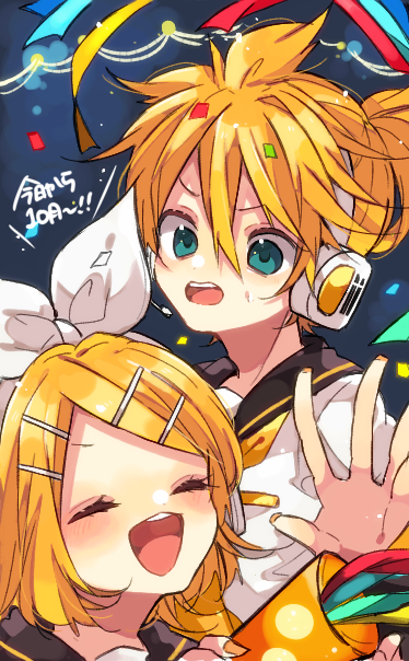 kagamine rin and kagamine len (vocaloid) drawn by kaho_0102