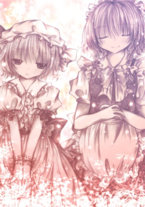 remilia scarlet and izayoi sakuya (touhou) drawn by kasuga_sunao