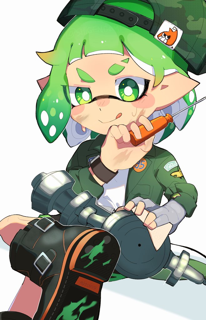 inkling player character and inkling girl (splatoon and 1 more) drawn by shigeng0mi