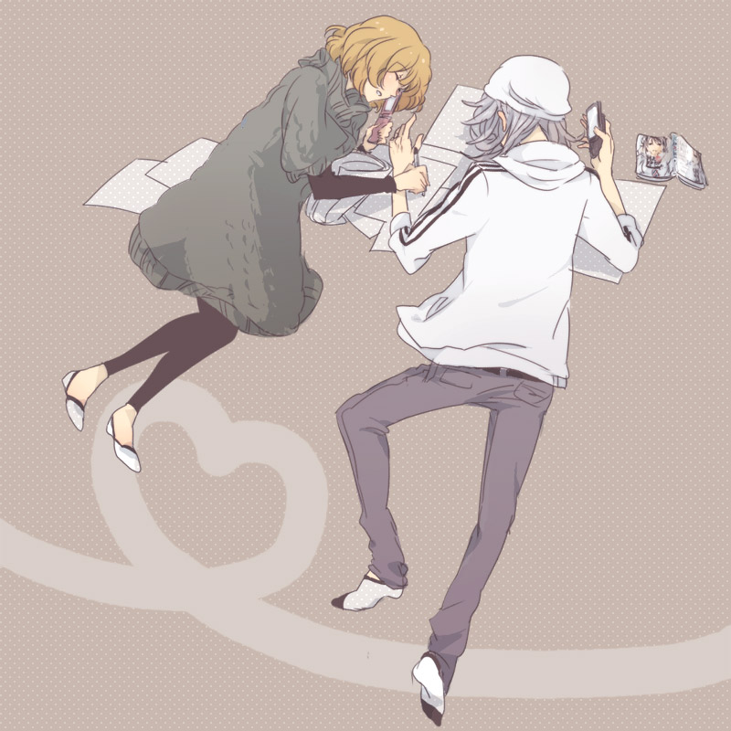 aoki yuriko and fukuda shinta (bakuman) drawn by tomo_(sjim)