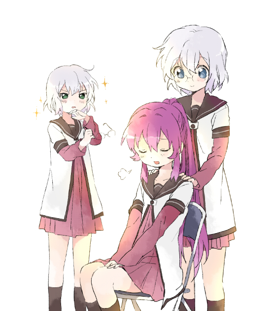 sugiura ayano, ikeda chitose, and ikeda chizuru (yuruyuri) drawn by namori