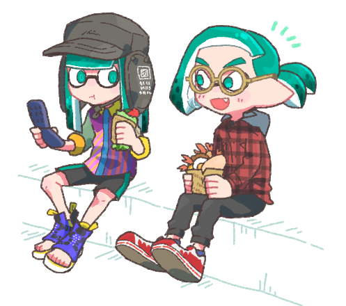 inkling player character, inkling girl, and inkling boy (splatoon and 1 more) drawn by ssomeika