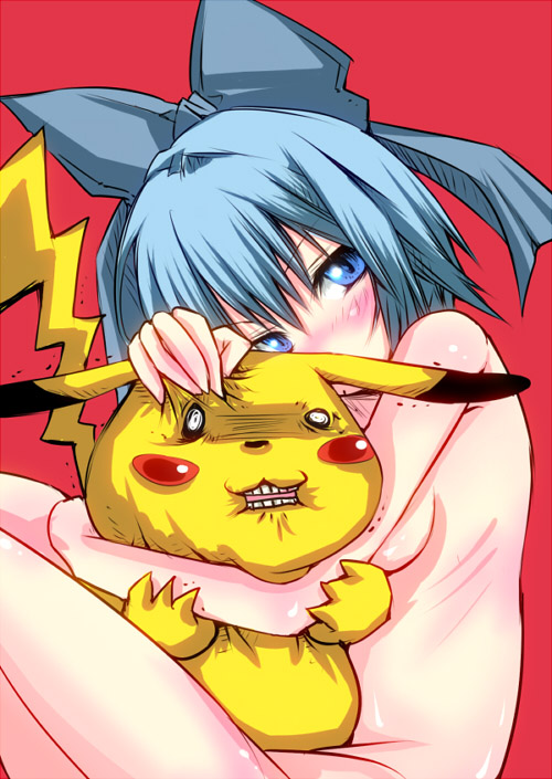 cirno and pikachu (touhou and 1 more) drawn by akiakiaki9
