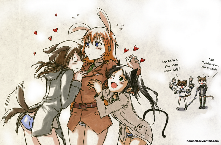 miyafuji yoshika, gertrud barkhorn, charlotte e. yeager, lynette bishop, and francesca lucchini (world witches series and 1 more) drawn by flauschtraut