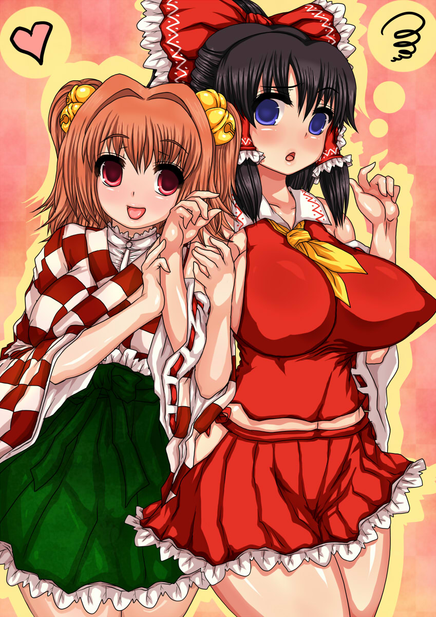 hakurei reimu and motoori kosuzu (touhou) drawn by n_(dai_n_honpo)