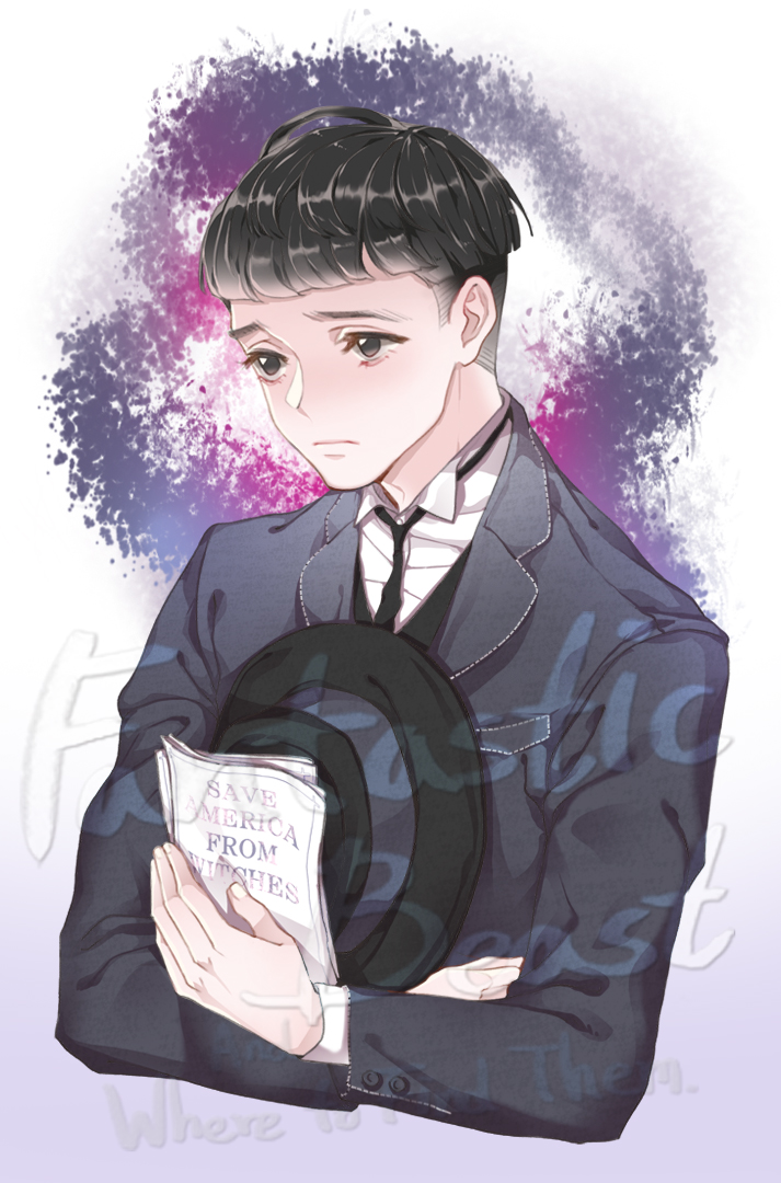 credence barebone (wizarding world and 1 more) drawn by zigi
