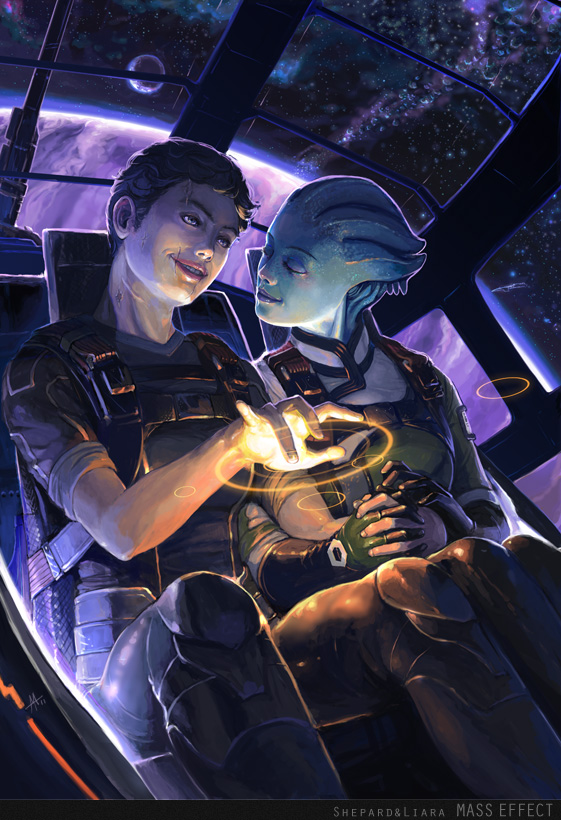 commander shepard and liara t'soni (mass effect and 1 more) drawn by maya_sawamura_anderson