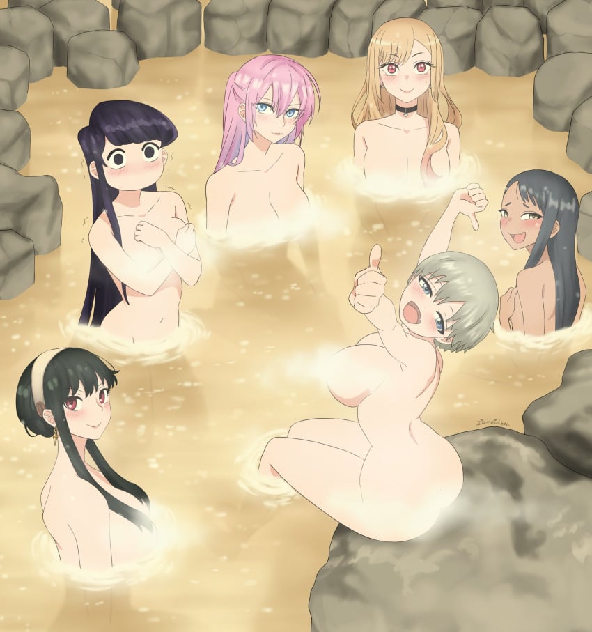 yor briar, kitagawa marin, komi shouko, nagatoro hayase, uzaki hana, and 1 more (boku no hero academia and 6 more) drawn by dismaiden