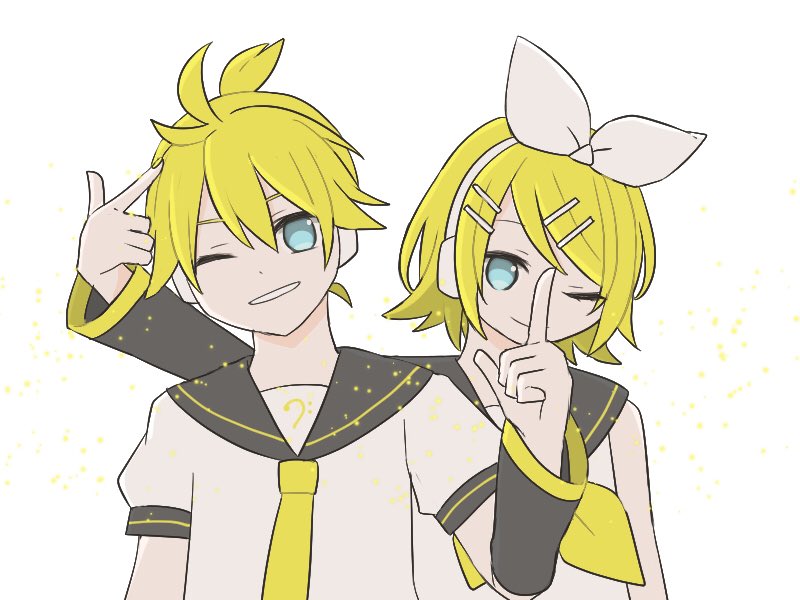 kagamine rin and kagamine len (vocaloid and 2 more) drawn by skc