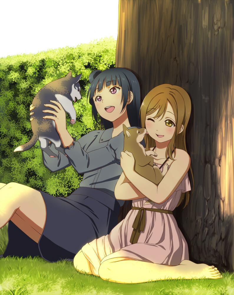 tsushima yoshiko and kunikida hanamaru (love live! and 1 more) drawn by inuzuka_bouru