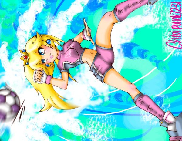 princess peach and striker peach (mario and 2 more) drawn by chibipunk7231