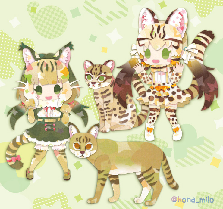 jungle cat and geoffroy's cat (kemono friends) drawn by kikuchi_milo