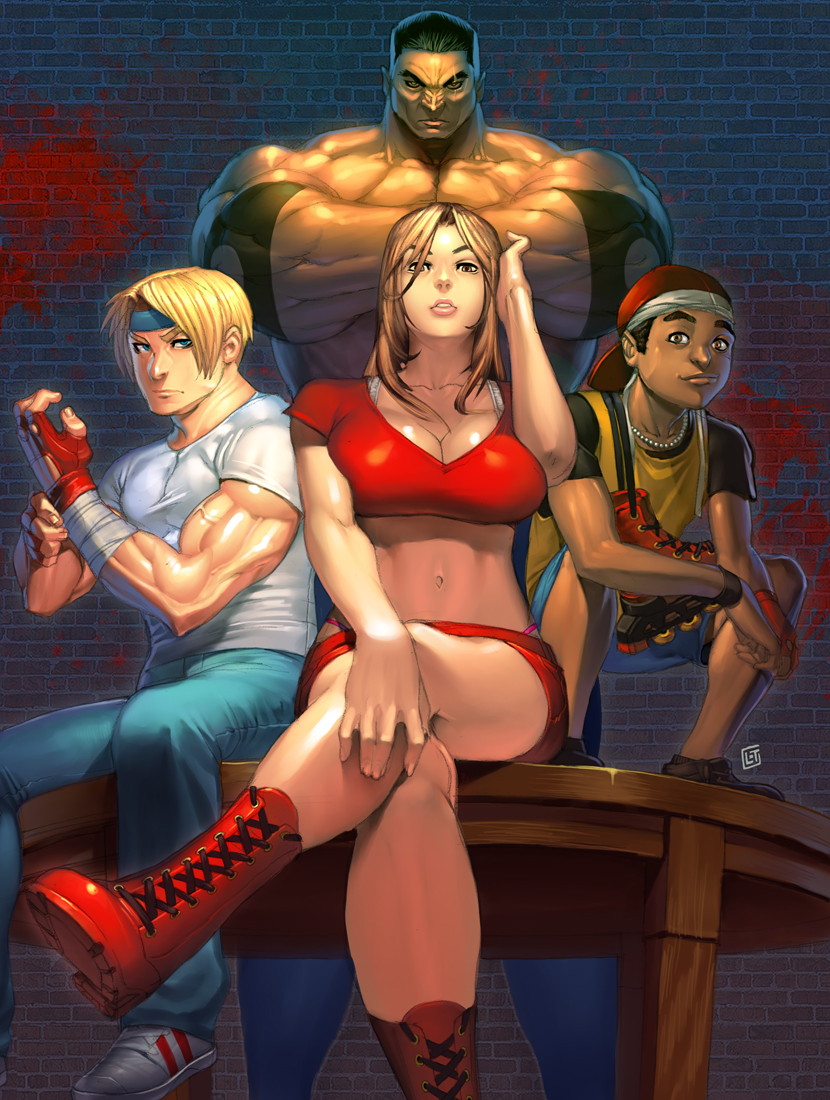 blaze fielding, axel stone, sammy hunter, and max hatchett (streets of rage and 1 more) drawn by lost-tyrant
