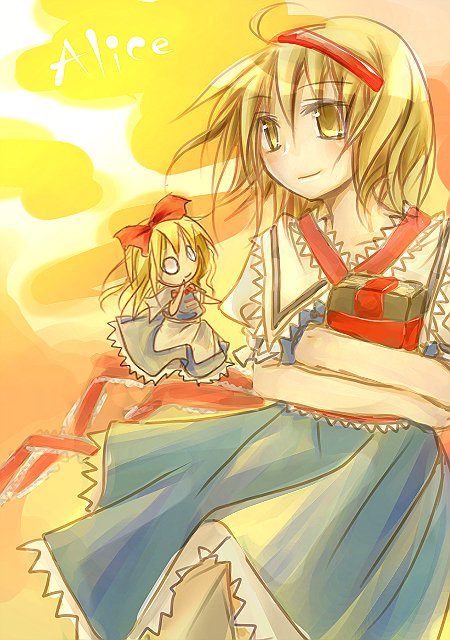 alice margatroid and shanghai doll (touhou) drawn by sakusakumonoka