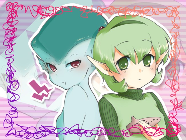saria and princess ruto (the legend of zelda and 1 more) drawn by kamono_hashi