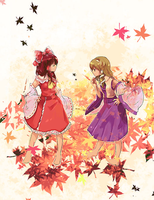 hakurei reimu and kochiya sanae (touhou) drawn by cis_(carcharias)