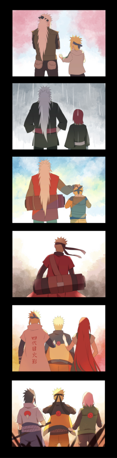 haruno sakura, uzumaki naruto, uchiha sasuke, uzumaki kushina, namikaze minato, and 2 more (naruto and 1 more) drawn by denka_(cloudy-gray)