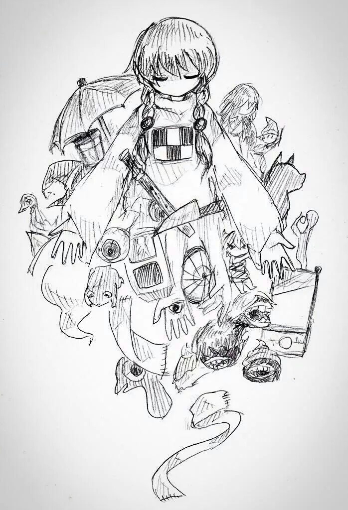 madotsuki, yuki onna, and fc demon (yume nikki) drawn by mosamochi