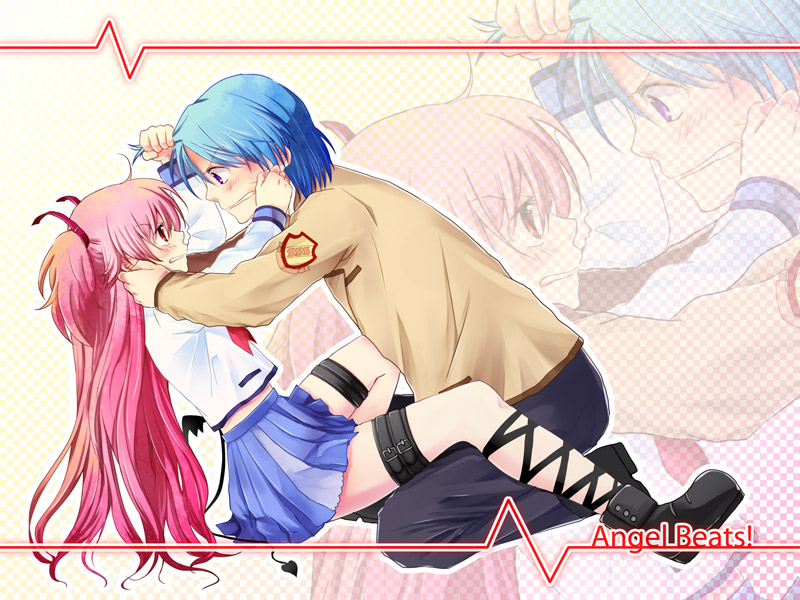 yui and hinata hideki (angel beats!) drawn by mochizuki_mina