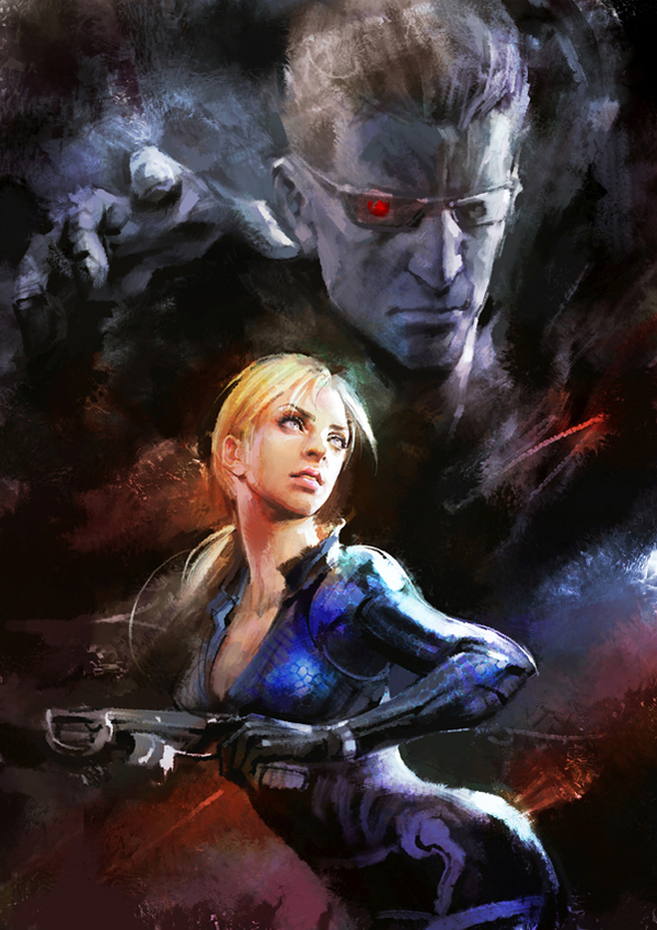 jill valentine and albert wesker (resident evil and 1 more) drawn by richard_michaud