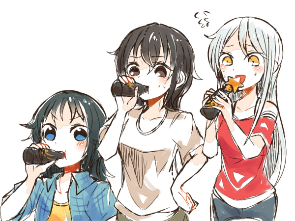 fujiwara hajime, nanjo hikaru, and eve santaclaus (idolmaster and 1 more) drawn by itomugi-kun