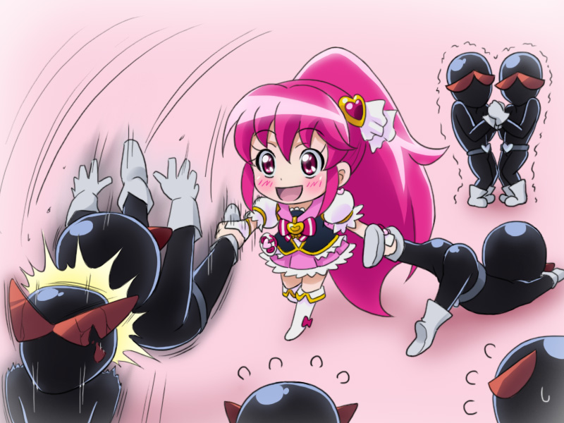 aino megumi, cure lovely, and choiark (precure and 1 more) drawn by mameshiba_(pixiv_59310)