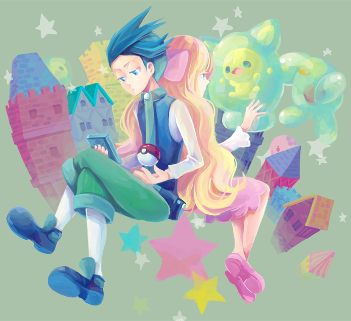 caitlin, reuniclus, and thorton (pokemon and 2 more) drawn by huan_li