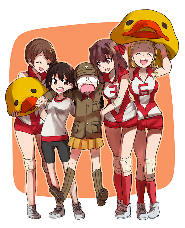 kondou taeko, isobe noriko, fukuda haru, sasaki akebi, and kawanishi shinobu (girls und panzer) drawn by oono_imo