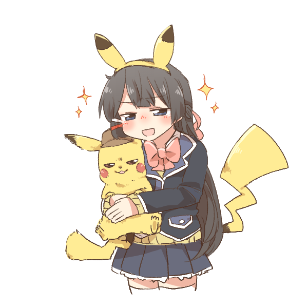pikachu, tsukino mito, and detective pikachu (pokemon and 2 more) drawn by rebecca_(keinelove)