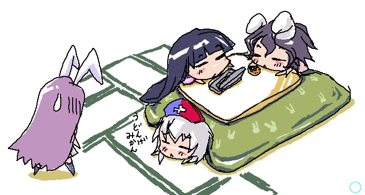 reisen udongein inaba, houraisan kaguya, inaba tewi, and yagokoro eirin (touhou) drawn by baku_taso