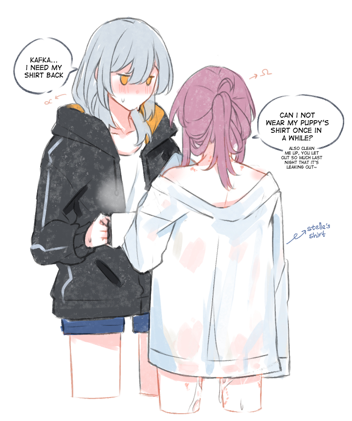 trailblazer, stelle, and kafka (honkai and 1 more) drawn by hinagi_(fox_priest)